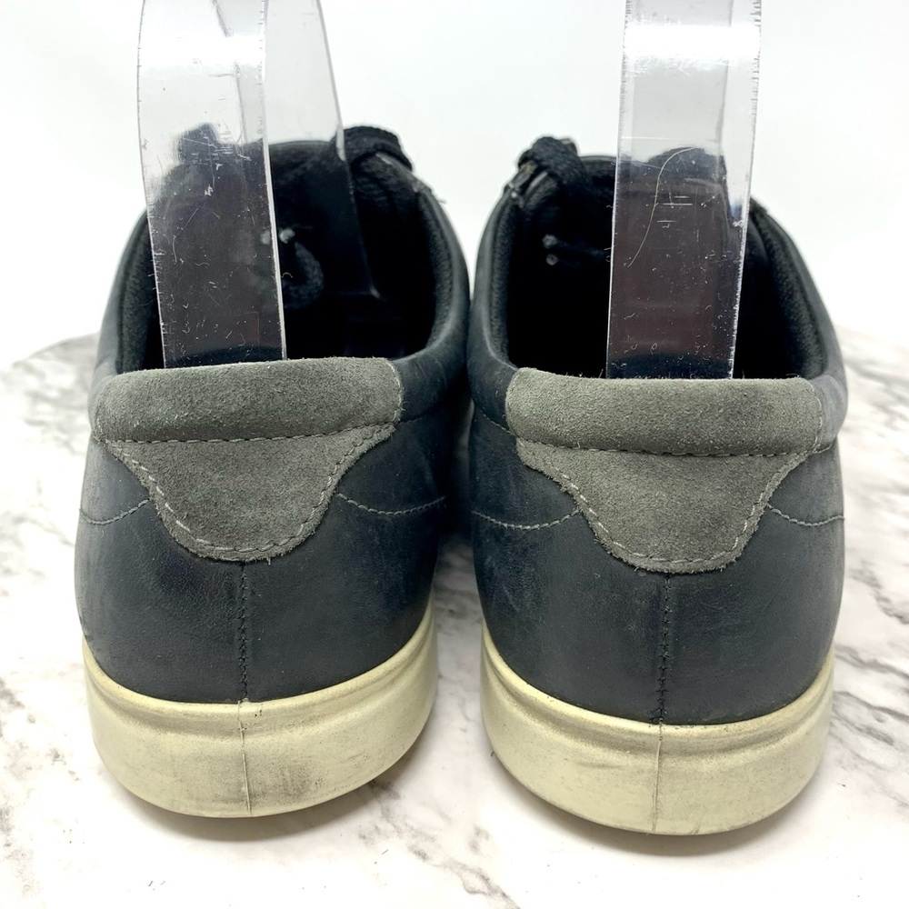 Ecco Soft Leather Low Top Comfort Sneaker Black Charcoal Gray 8-8.5 Casual - Picture 5 of 12